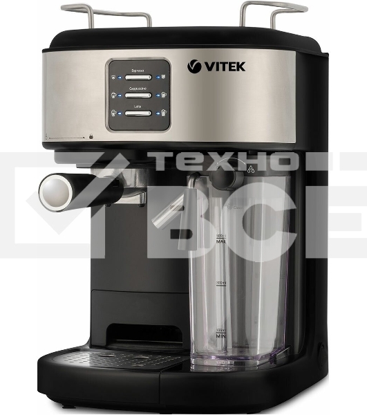 Кофеварка рожковая Vitek Metropolis VT-8489 черный/нержавеющая сталь, 1,5 л, 1250Вт, 15 бар