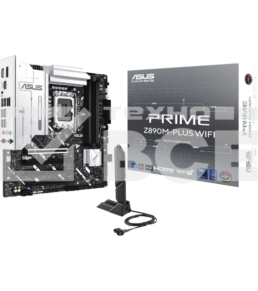 Материнская плата ASUS PRIME Z890M-PLUS WIFI, LGA 1851, Intel Z890, 4xDDR5, 6xSATA, 3xM.2, 1xPCIe 5.0 x16, 1xPCIe 4.0 x4, 2xPCIe 4.0 x1, 1xHDMI, 1xDP, 1x2.5Gb LAN, 2xUSB-A 2.0, 4xUSB-A 3.2 Gen 1, 1xUSB-A 3.2 Gen 2, 1xUSB-C 3.2 Gen 2x2, 3x3.5 мм, 7.1, mATX