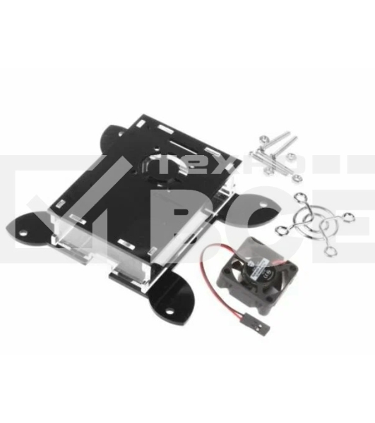 Корпус Qumo, VESA 100x100+вентилятор, Raspberry Pi 4 , акрил, black(RS043)