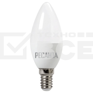 Лампа светодиодная Ресанта LL-R-C37-6W-230-4K-E14 свеча, 6 Вт, нейтр., Е14