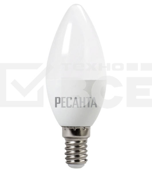 Лампа светодиодная Ресанта LL-R-C37-6W-230-4K-E14 свеча, 6 Вт, нейтр., Е14