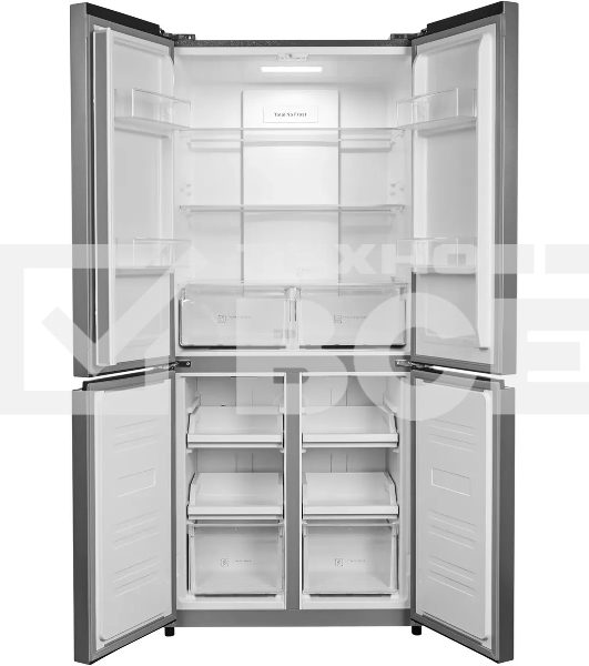 Холодильник Hyundai CM45083F нержавеющая сталь трехкамерный 289/144л морозилка снизу, No Frost, Side by Side