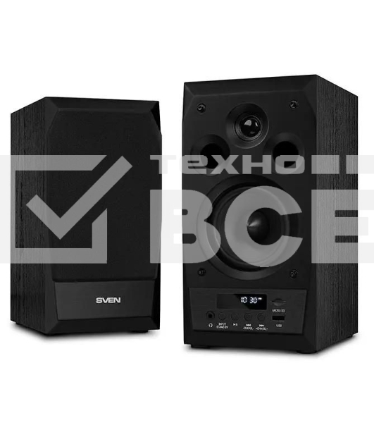 Акустическая система 2.0 SVEN MC-10, чёрный, мощность 2x25Вт (RMS), FM-тюнер, USB/microSD, дисплей, пульт ДУ, Bluetooth SVEN MC-10, чёрный, акустическая система 2.0, мощность 2x25Вт (RMS), FM-тюнер, USB/microSD, дисплей, пульт ДУ, Bluetooth