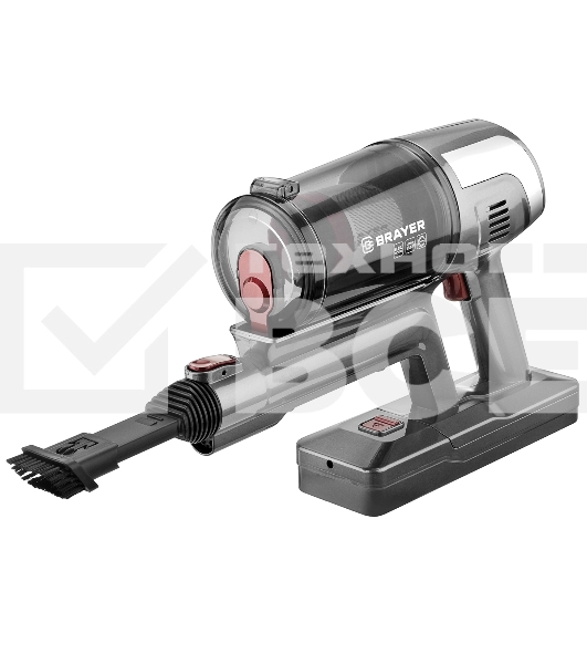 Пылесос вертикальный BRAYER BR4265 серый, питание от аккумулятора, 320 Вт, уборка сухая, пылесборник 0.5 л