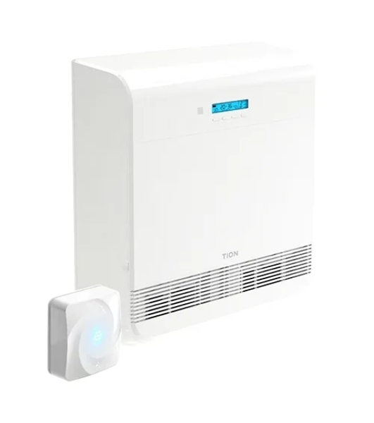 Бризер Tion O2 Standard белый, 40 м², фильтры F7+HEPA+угольный, подогрев воздуха, пульт ДУ