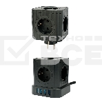 Сетевой фильтр Cablexpert Tower TWR-9-U4-B-2, 9р, 16А, 4хUSB, 3.1А, 2м, ур.защиты 4+, черный, коробка, фото6