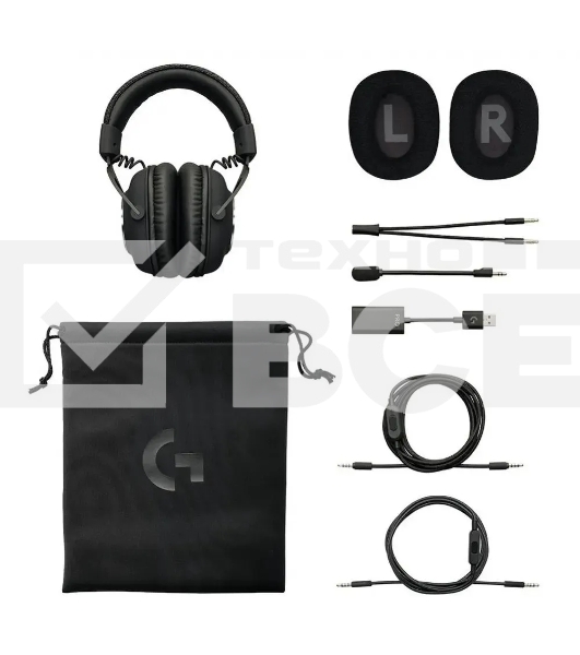 Наушники с микрофоном Logitech G Pro X черный 2м мониторные оголовье (981-000819)
