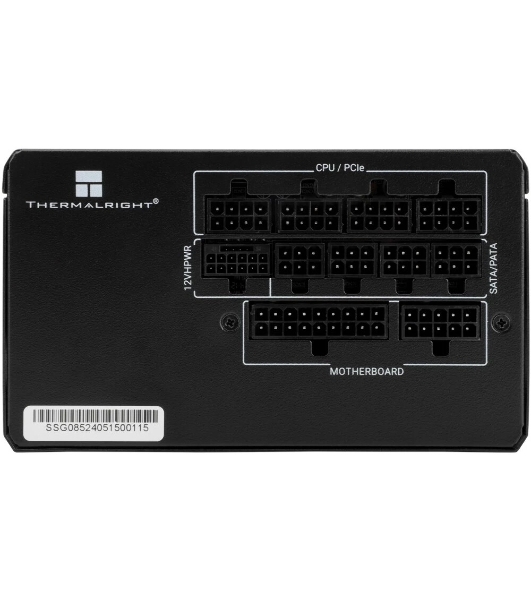 Блок питания Thermalright 850W 80+ Gold (ATX, 3.1, PCIe 5.1, Full modular, 1x24(20+4)pin 600мм, 2xCPU 8(4+4)pin 650мм, 2xPCIe*2 8(6+2)pin 650+150мм, 1x12VHPWR PCIe 5.1 12+4pin 600мм, 2xSATA*4 450+150+150+150мм, 1xMOLEX4pin*3 500+150+150мм, Active, 120x120мм, 150x140x86mm, APFC,)