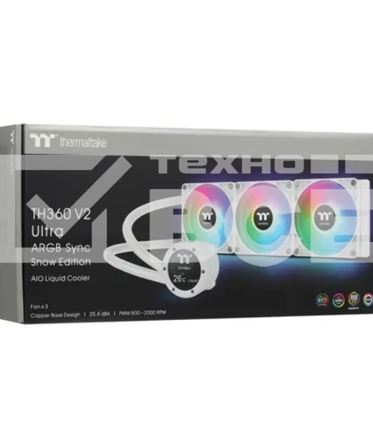 Система водяного охлаждения Thermaltake TH360 V2 Ultra Snow ARGb Soc-AM5/AM4/1200/1700/1851 белый 4-pin 25.8dB Al+Cu LCD Ret (CL-W405-PL12SW-A)
