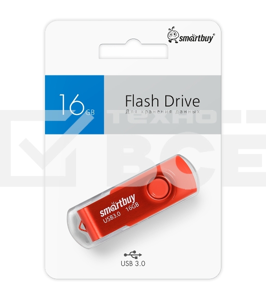 Флешка USB R/W SmartBuy R/W (SB016 Gb3TWR) UFD 3.0/3.1 016 Gb,Twist красный