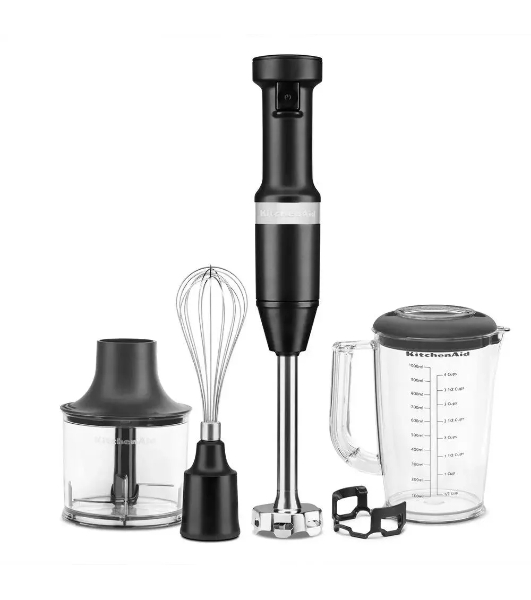 Блендер погружной KitchenAid 5KHBV83EBM с аксессуарами, матовый черный