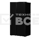 Холодильник Hyundai CS5003F черное стекло двухкамерный Side by Side 331/165л морозилка сбоку, фото 1