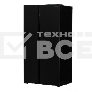 Холодильник Hyundai CS5003F черное стекло двухкамерный Side by Side 331/165л морозилка сбоку