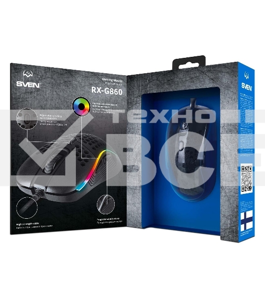 Игровая мышь SVEN RX-G860 чёрная (8 кнопок, 12800 dpi, USB, RGB подсветка )