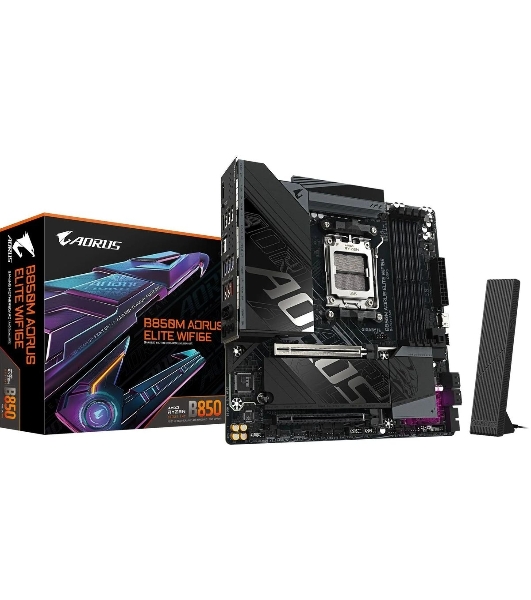 Материнская плата Gigabyte B850M AORUS ELITE WIFI6E, AM5, AMD B850, 4xDDR5, 4xSATA, 2xM.2, 1xPCIe 5.0 x16, 1xPCIe 3.0 x4, 1xDP (v1.4), 1x2.5Gb LAN, Wi-Fi 6E, Bluetooth 5.3, 2xUSB-C 10Gbps, 2xUSB-A 10Gbps, 5xUSB-A 5Gbps, 4xUSB-A 2.0, S/PDIF, 2x3.5 мм, 7.1, mATX