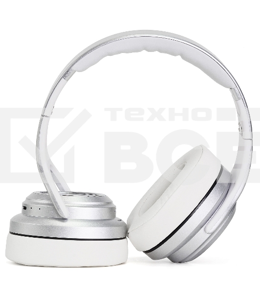 Беспроводные/проводные наушники Crown CMBH-5050 серебристый, накладные, Bluetooth + проводной, складная конструкция, до 10 ч