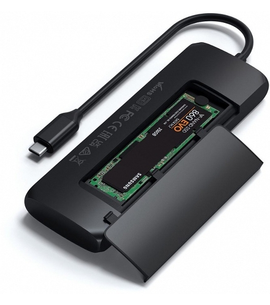 Док-станция (USB-хаб) Satechi ST-UCHSEK USB-C Hybrid Multiport Adapter (with SSD Enclosure M.2 SATA, 2xUSB 3.1, USB Type-C, HDMI), черный