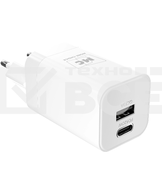 Сетевое зарядное устройство MORE CHOICE NC85 1USB+1Type-C 3.0A PD 20W+QC3.0, белый