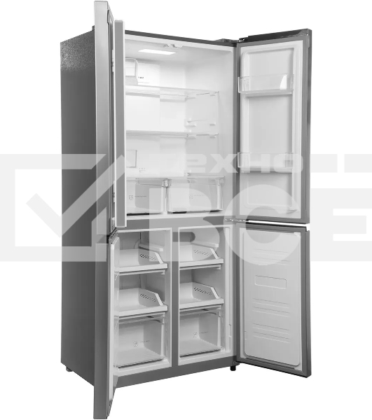 Холодильник Hyundai CM45083F нержавеющая сталь трехкамерный 289/144л морозилка снизу, No Frost, Side by Side