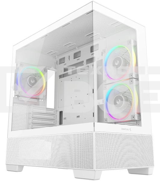 Компьютерный корпус Deepcool CG380 3F WH без БП, боковое окно (панорама), 3x120мм ARGB PWM вентилятора, белый, mATX