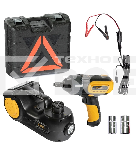 Домкрат электрогидравлический '3 в 1' (1,5 т) Denzel 12В, с гайковертом электрическим, в наборе