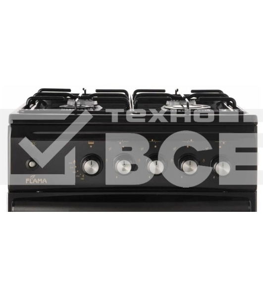 Плита газовая Flama N FG 24237 B коричневый, конфорок 4 газовых, духовка 50 л, 50 см x 85 см x 60 см