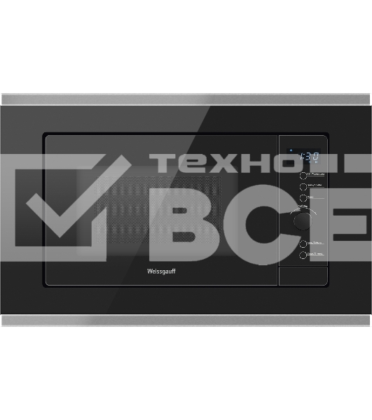 Микроволновая печь встраиваемая Weissgauff HMT-720 BX Grill чёрный, 20 л, 700 Вт, переключатели - поворотный механизм/сенсор