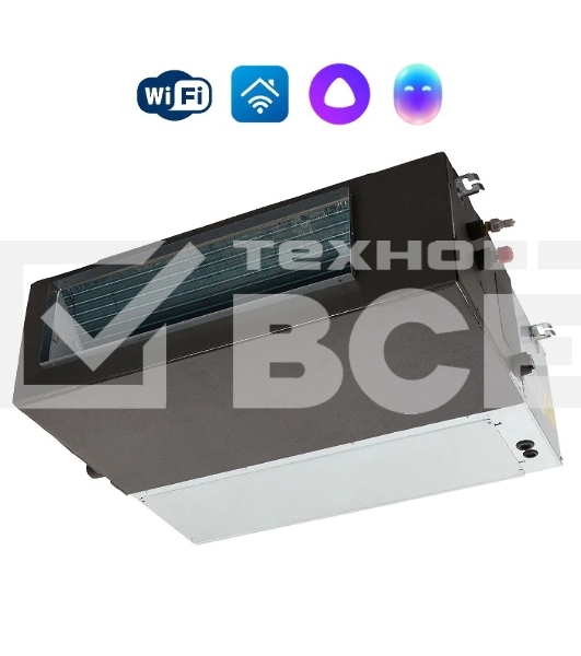 Блок внутренний сплит-системы канального типа Ballu BLC_D/in-60HN1_21Y 60000 BTU, 160 м², 45 дБ, охлаждение, обогрев, осушение, серый