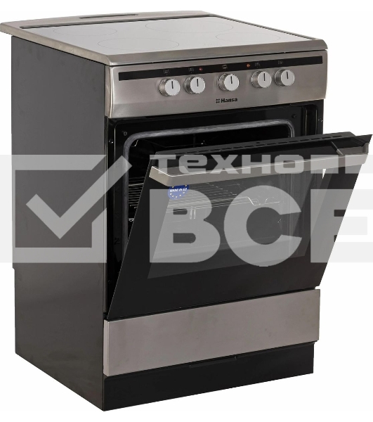 Плита электрическая Hansa FCCX64000 серебристый, конфорок 4 шт, духовка 69 л, 60 см x 85 см x 60 см