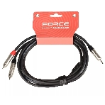 Кабель аудио FORCE FLC-18/31/8' TRS mini Jack - 2xRCA, высококачественный стерео, используется для подключения смартфонов к профессиональным аудио устройствам, диаметр 6 мм, профессиональные металлические разъемы, длина 3 м, фото 1
