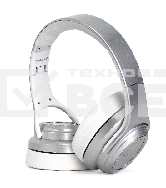 Беспроводные/проводные наушники Crown CMBH-5050 серебристый, накладные, Bluetooth + проводной, складная конструкция, до 10 ч