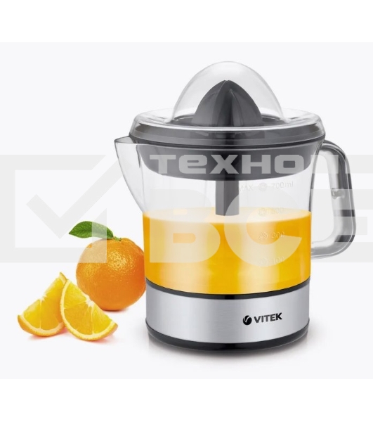 Соковыжималка цитрусовая Vitek VT-3669 25Вт рез.сок.:700мл. стальной/черный