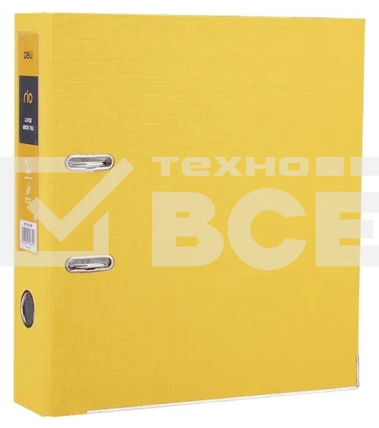 Папка-регистратор Deli EB20150 A4 75мм полипропилен/бумага желтый разборная смен.карм. на кор.