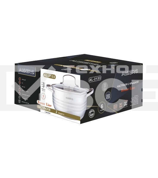 Кастрюля ALBERG AL-2133 Bonne Line с крышкой 6 л (Ø26 х 12.0 см)