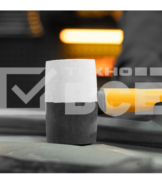 Киянка резиновая Denzel 225 г, черно-белая, фибергласовая рукоятка c TPR покрытием