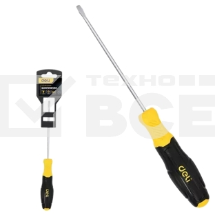 Отвертка шлицевая Deli DL6383001N 8х300мм сталь Cr-V, двухкомпонентная прорезиненная рукоять