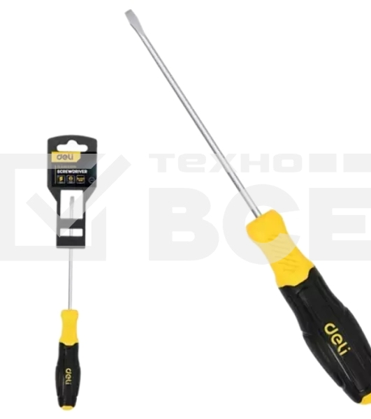 Отвертка шлицевая Deli DL6383001N 8х300мм сталь Cr-V, двухкомпонентная прорезиненная рукоять