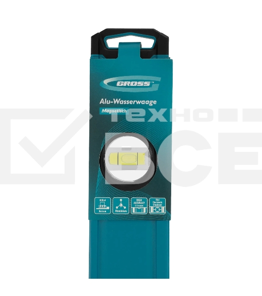 Уровень Gross 33650 алюминиевый, магнит., фрезерованный, 2 глазка, 0,5 мм/м, 400 мм