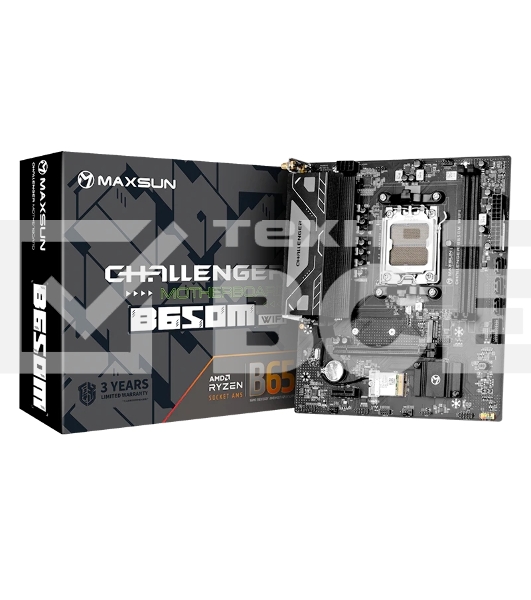 Материнская плата MAXSUN MS-Challenger B650M WIFI, AM5, B650, 2*DDR5, 3*SATA3, M.2, 4*USB 3.2, 2*USB 2.0, 1*PCIEx16, 1*PCIEx1, DP+HDMI, mATX