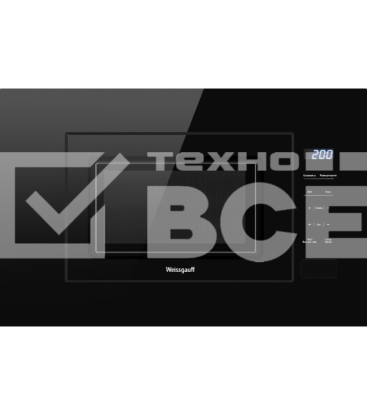 Микроволновая печь встраиваемая Weissgauff HMT-206 Compact черный, 20 л, 700 Вт, переключатели - сенсор