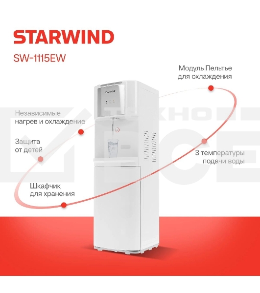 Кулер Starwind SW-1115EW напольный электронный белый