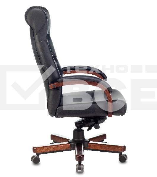 Кресло руководителя Бюрократ T-9928WALNUT черный, кожа, крестовина металл/дерево