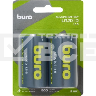 Батарея Buro Alkaline LR20 D 18000mAh (2шт) блистер, 1.5 В