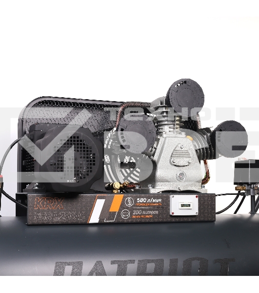 Компрессор PATRIOT KRX 580 L200 D, поршневой, ременной, масляный, 580 л/мин, 200 л, 10 бар, 3 кВт, 400 В