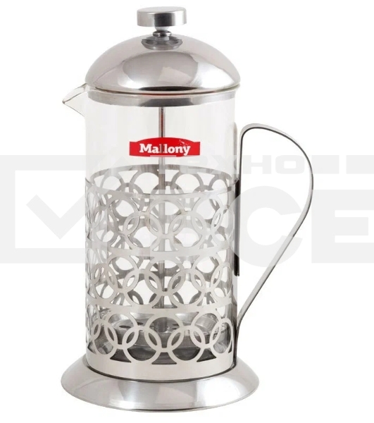 Френч-пресс MALLONY OLIMPIA,1000 мл, из жаропрочного стекла, в корп из нерж ст, T046-1000ML (950093)