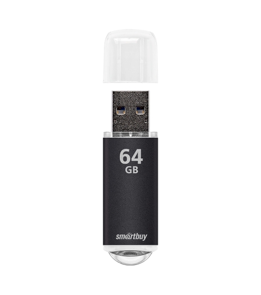 Флешка USB SmartBuy V-CUT black (SB64GbVC-K), 64Gb, USB 2.0, R/W 25/15, черный