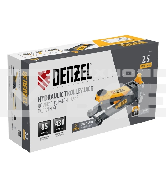 Домкрат Denzel 51252 гидравлический подкатной, 2,5 т, 85-430 мм, быстрый подъем, низкий подхват, проф.