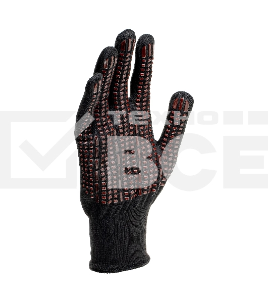 Перчатки трикотажные Сибртех, синтетическая нить, ПВХ-гель точка, черный, L, 13 класс