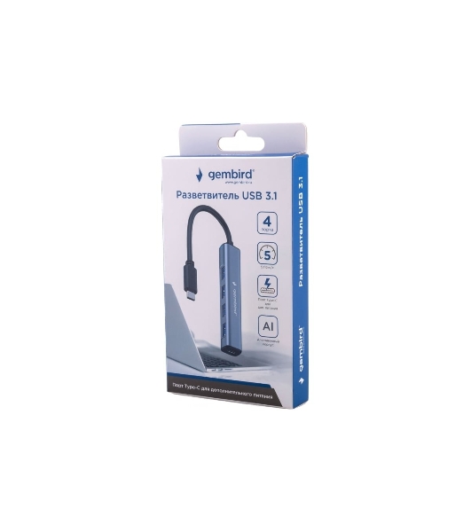 USB-концентратор Gembird UHB-C474, USB Type-C, 4хUSB, USB Type-C