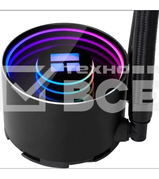 Водяное охлаждение для процессора Thermalright Frozen Notte 240 черный ARGB V2 (240mm, Black, ARGB/ Fans: 2x120mm, 72.37CFM, 27.7dBA, 2000RPM/ Pump height 54mm, 28dBA, 5300RPM, Rad thickness 27mm/ S: 1200, 1700, 1851, 2011, 2066, 115X, AM2, AM2+, AM3, AM3